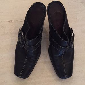 Aerosol Black Leather Mules